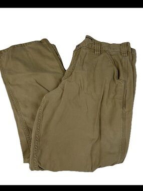 Carhartt Men’s Size 34X30 Relaxed Fit Rugged Flex Canvas Work Pant Khaki #4198